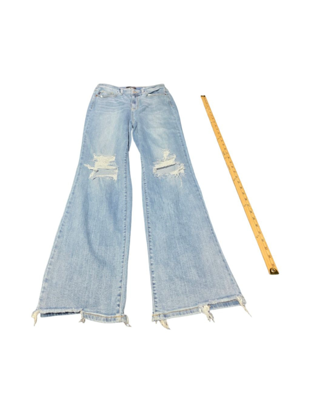 Women's Judy Blue Light Blue Distressed Flare Jeans Size 9 #891